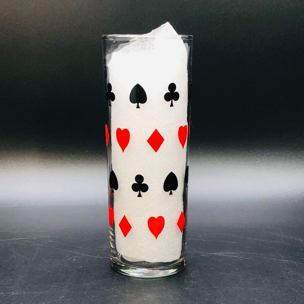 60s Dominion Glass Company Highball Poker Card Suits - SINGLE - Retro Casino